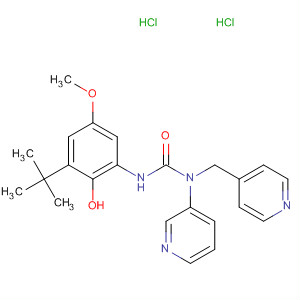 Molecular Structure of 195313-39-4 (Urea,
N'-[3-(1,1-dimethylethyl)-2-hydroxy-5-methoxyphenyl]-N-3-pyridinyl-N-(4
-pyridinylmethyl)-, dihydrochloride)