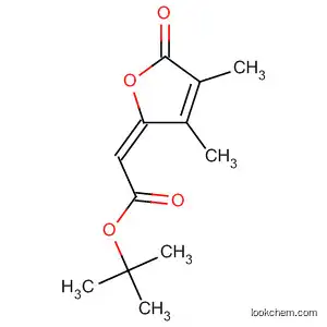 Molecular Structure of 74826-56-5 (Acetic acid, (3,4-dimethyl-5-oxo-2(5H)-furanylidene)-, 1,1-dimethylethyl
ester, (E)-)