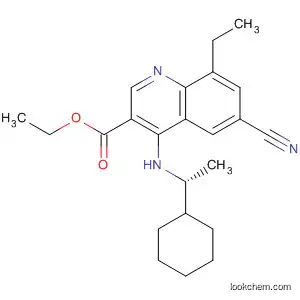 Molecular Structure of 403838-65-3 (3-Quinolinecarboxylic acid,
6-cyano-4-[[(1R)-1-cyclohexylethyl]amino]-8-ethyl-, ethyl ester)