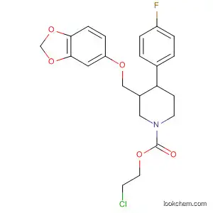 Molecular Structure of 592516-96-6 (1-Piperidinecarboxylic acid,
3-[(1,3-benzodioxol-5-yloxy)methyl]-4-(4-fluorophenyl)-, 2-chloroethyl
ester, (3S,4R)-)