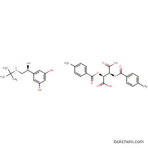 Molecular Structure of 592541-80-5 (Butanedioic acid, 2,3-bis[(4-methylbenzoyl)oxy]-, (2S,3S)-, compd. with
5-[(1S)-2-[(1,1-dimethylethyl)amino]-1-hydroxyethyl]-1,3-benzenediol
(1:1))