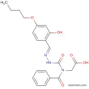 Molecular Structure of 594834-27-2 (Glycine, N-benzoyl-,
(2E)-[(4-butoxy-2-hydroxyphenyl)methylene]hydrazide)