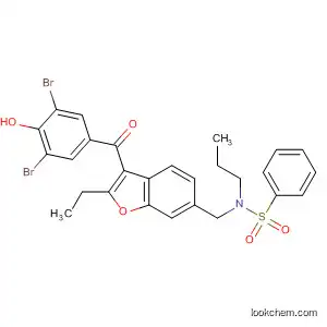 Molecular Structure of 595555-28-5 (Benzenesulfonamide,
N-[[3-(3,5-dibromo-4-hydroxybenzoyl)-2-ethyl-6-benzofuranyl]methyl]-N-
propyl-)