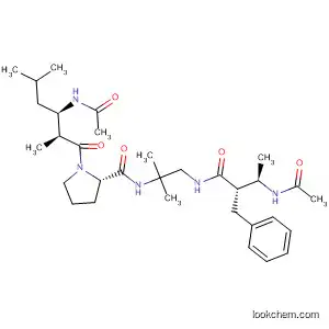 Molecular Structure of 596790-91-9 (2-Pyrrolidinecarboxamide,
1-[(2S,3R)-3-(acetylamino)-2,5-dimethyl-1-oxohexyl]-N-[2-[[(2S,3R)-3-(
acetylamino)-1-oxo-2-(phenylmethyl)butyl]amino]-1,1-dimethylethyl]-,
(2S)-)