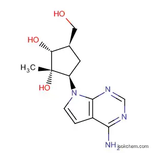 Molecular Structure of 636583-00-1 (1,2-Cyclopentanediol,
5-(4-amino-7H-pyrrolo[2,3-d]pyrimidin-7-yl)-3-(hydroxymethyl)-1-methyl-
, (1S,2R,3R,5R)-)