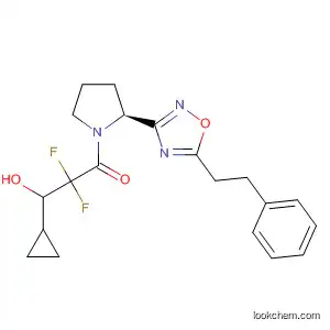 Molecular Structure of 681238-93-7 (Pyrrolidine,
1-(3-cyclopropyl-2,2-difluoro-3-hydroxy-1-oxopropyl)-2-[5-(2-phenylethyl
)-1,2,4-oxadiazol-3-yl]-, (2S)-)