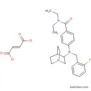 Molecular Structure of 682778-41-2 (Benzamide,
4-[1-azabicyclo[2.2.2]oct-3-yl[(2-fluorophenyl)methyl]amino]-N,N-diethyl-
, (2E)-2-butenedioate (1:1))