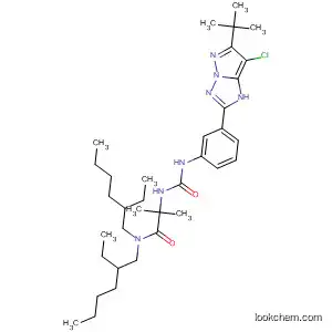 Molecular Structure of 682811-97-8 (Propanamide,
2-[[[[3-[7-chloro-6-(1,1-dimethylethyl)-1H-pyrazolo[1,5-b][1,2,4]triazol-2-
yl]phenyl]amino]carbonyl]amino]-N,N-bis(2-ethylhexyl)-2-methyl-)