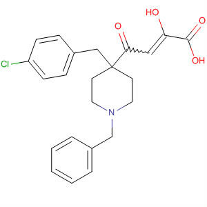 Molecular Structure of 177592-42-6 (2-Butenoic acid,
4-[4-[(4-chlorophenyl)methyl]-1-(phenylmethyl)-4-piperidinyl]-2-hydroxy-4
-oxo-)