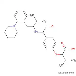 Molecular Structure of 881002-94-4 (Butanoic acid,
3-methyl-2-[4-[2-[[3-methyl-1-[2-(1-piperidinyl)phenyl]butyl]amino]-2-oxo
ethyl]phenoxy]-)