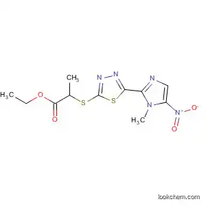 Molecular Structure of 881008-74-8 (Propanoic acid,
2-[[5-(1-methyl-5-nitro-1H-imidazol-2-yl)-1,3,4-thiadiazol-2-yl]thio]-, ethyl
ester)
