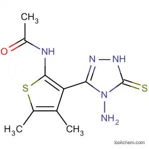 Molecular Structure of 881032-26-4 (Acetamide,
N-[3-(4-amino-4,5-dihydro-5-thioxo-1H-1,2,4-triazol-3-yl)-4,5-dimethyl-2
-thienyl]-)
