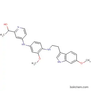 Molecular Structure of 881211-07-0 (2-Pyridinemethanol,
4-[[3-methoxy-4-[[2-(6-methoxy-1H-indol-3-yl)ethyl]amino]phenyl]amino]-
a-methyl-)
