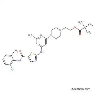Molecular Structure of 881381-42-6 (Propanoic acid, 2,2-dimethyl-,
2-[4-[6-[[5-[[(2-chloro-6-methylphenyl)amino]carbonyl]-2-thiazolyl]amino]
-2-methyl-4-pyrimidinyl]-1-piperazinyl]ethyl ester)