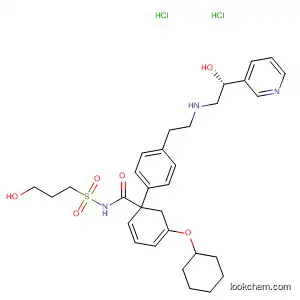Molecular Structure of 881406-92-4 ([1,1'-Biphenyl]-4-carboxamide,
3-(cyclohexyloxy)-N-[(3-hydroxypropyl)sulfonyl]-4'-[2-[[(2R)-2-hydroxy-2-(
3-pyridinyl)ethyl]amino]ethyl]-, dihydrochloride)